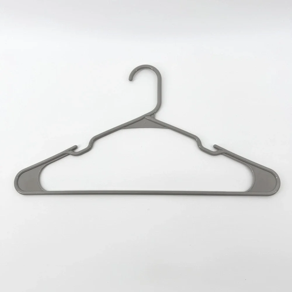 Lot of 20 Grey Notched Plastic Tubular Hangers For Clothing Standard Size‎